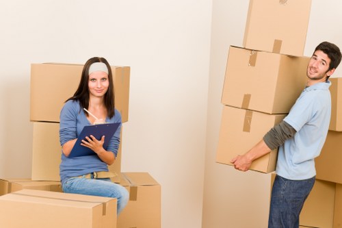 Organized self storage unit in Richmond upon Thames with packed boxes